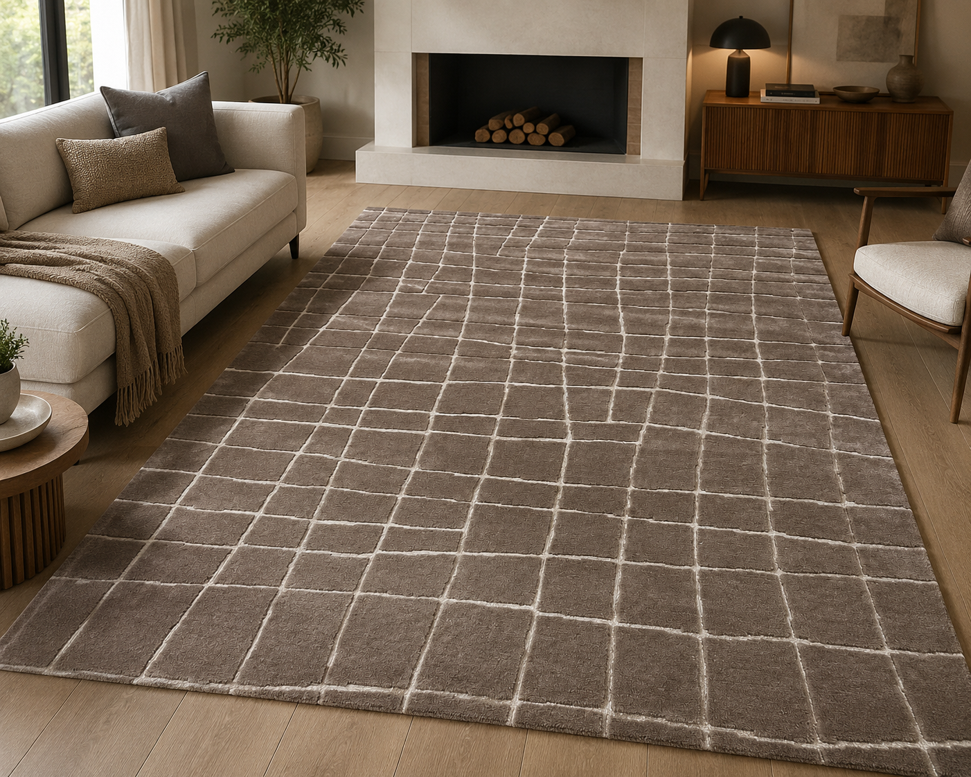Rug in dining room with custom colourway